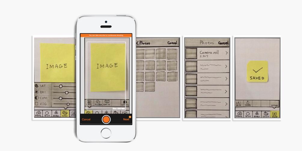 Pop app. Prototyping on paper. Вайрфрейм в дизайне на телефоне.